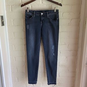 Fidelity Denim size 27 mid rise ankle slim black grey gray distress skinny jeans